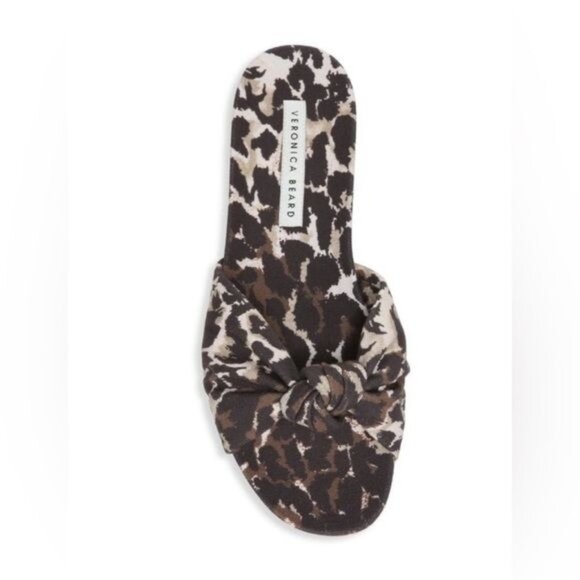 VERONICA BEARD Etra Knotted Leopard-Print Canvas Slides Size 6 - Picture 3 of 8